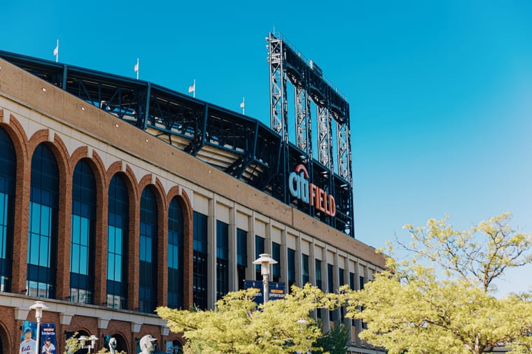 Citi Field ballpark exterior on a clear day